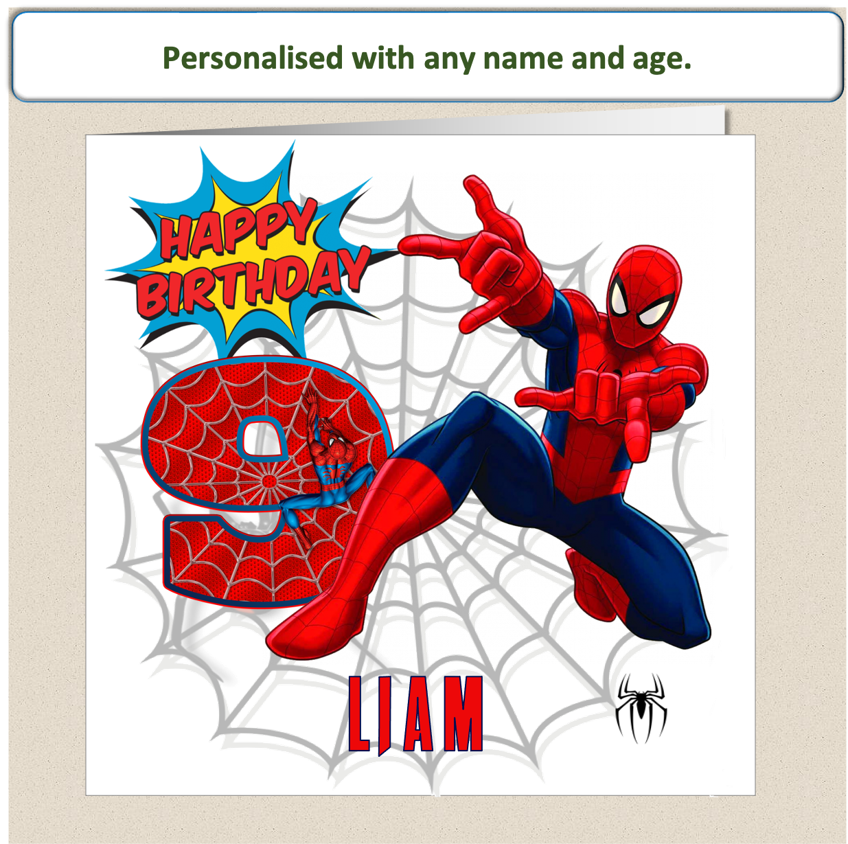 Personalised Spiderman Birthday Cards - SPID3