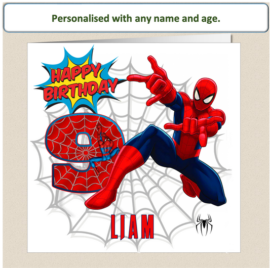 Personalised Spiderman Birthday Cards - SPID3