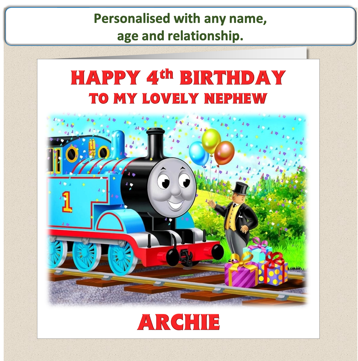 Personalised Thomas the Tank Engine Birthday Card - TTT2