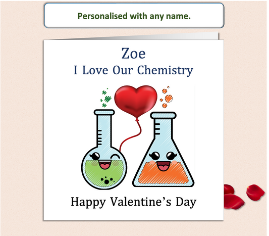 Personalised I Love Our Chemistry Valentine Card