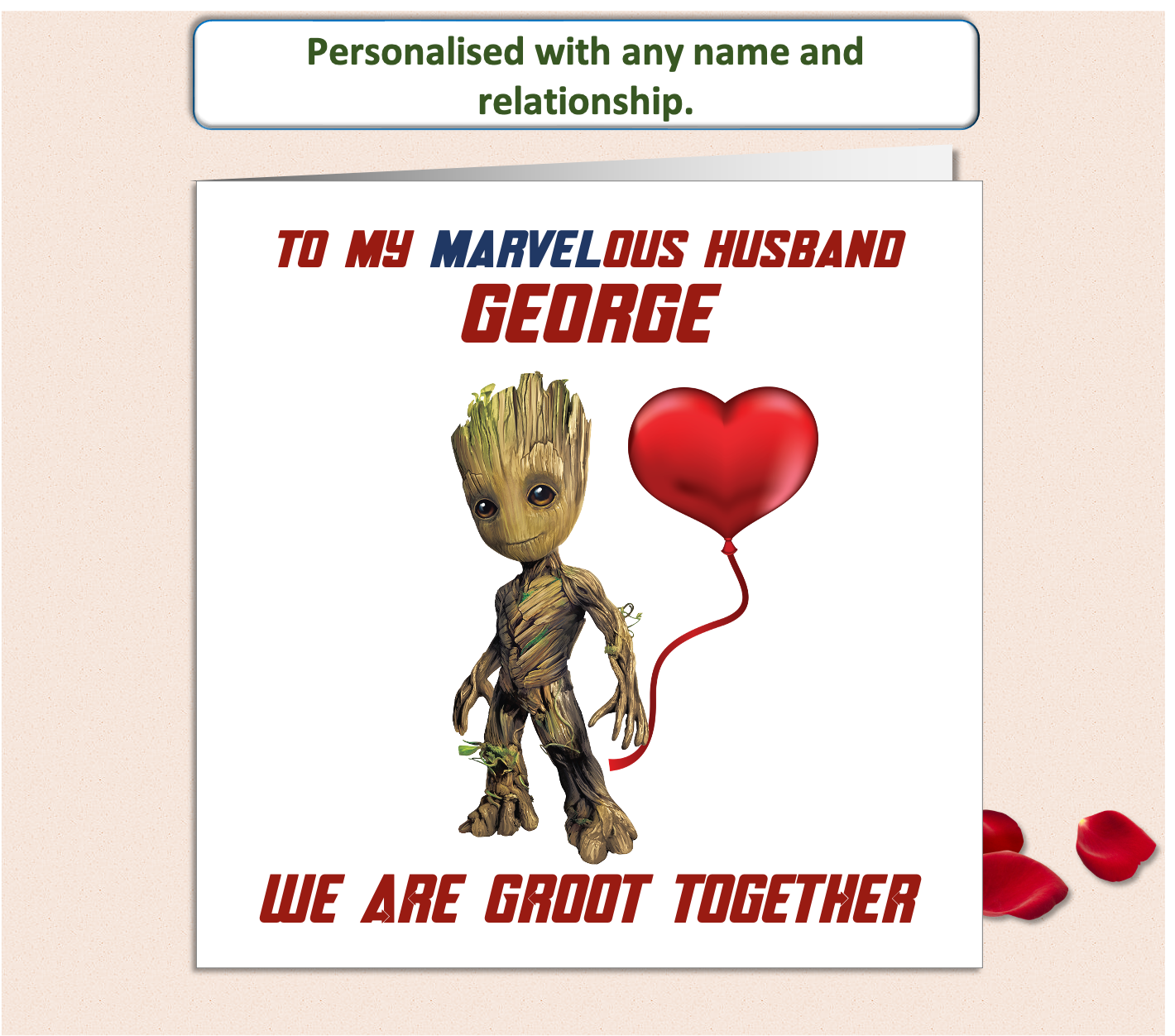 Personalised Marvel Groot Valentine Card