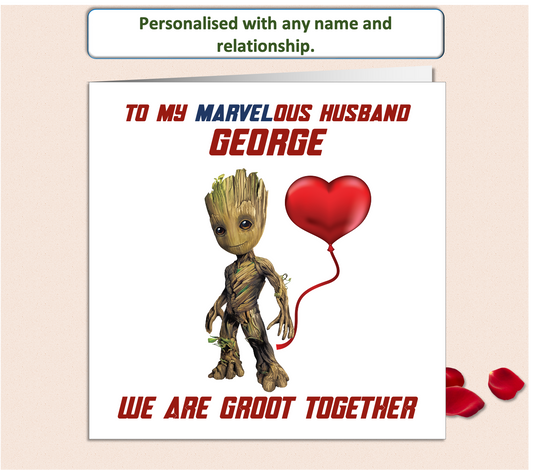 Personalised Marvel Groot Valentine Card