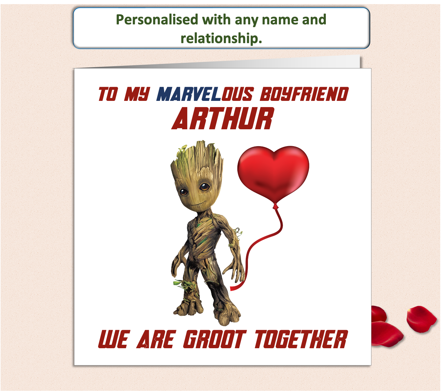 Personalised Marvel Groot Valentine Card