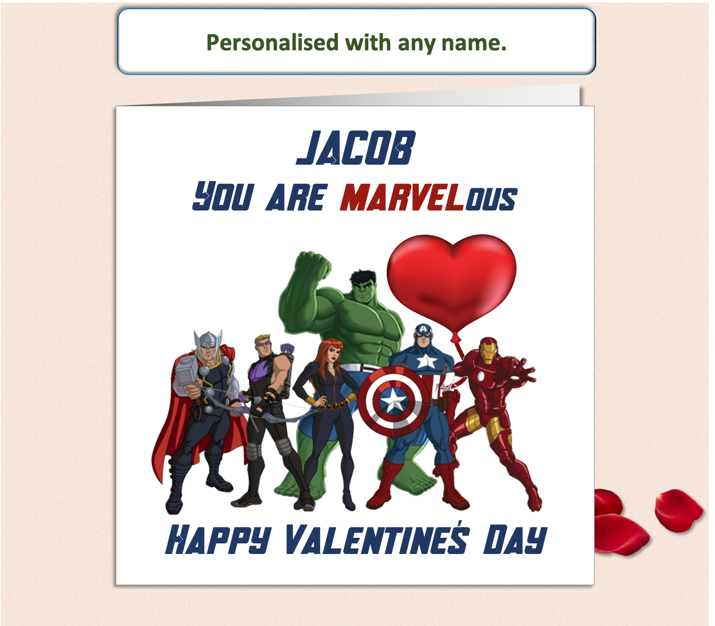 Personalised You Are MARVELous Valentine Card