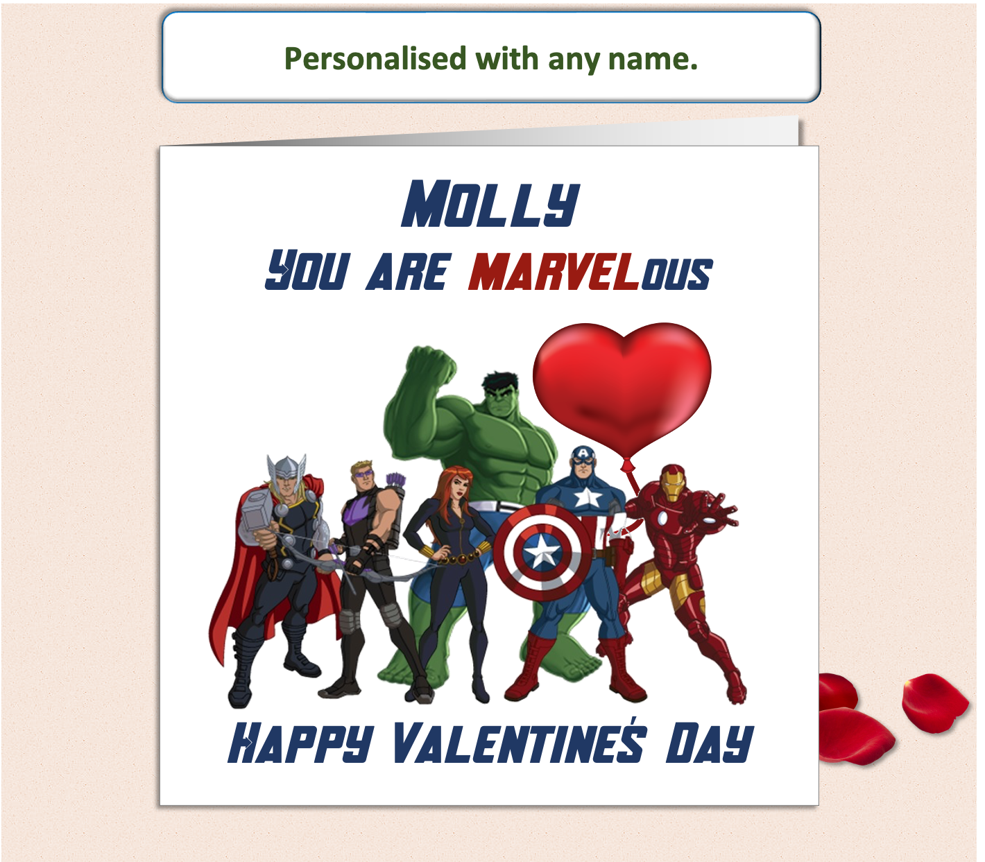 Personalised You Are MARVELous Valentine Card