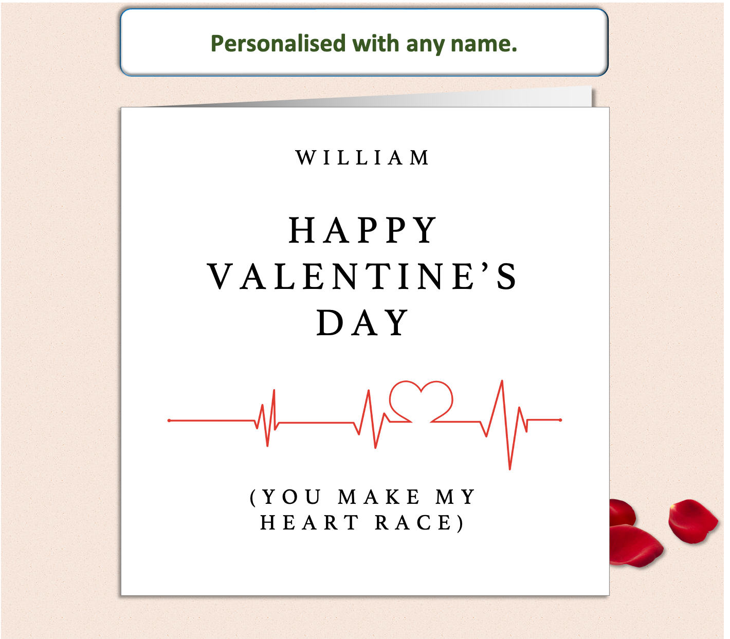 Personalised You Make My Heart Race Valentine Card