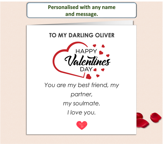 Personalised My Partner My Soulmate Valentine Card