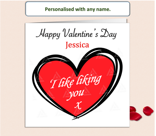 Personalised I Like Liking You Valentine Card