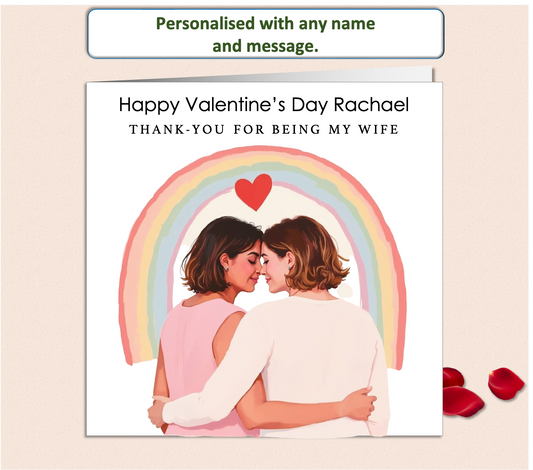 Personalised THANK YOU FOR BEING MY WIFE LGBTQ+ Valentine Card