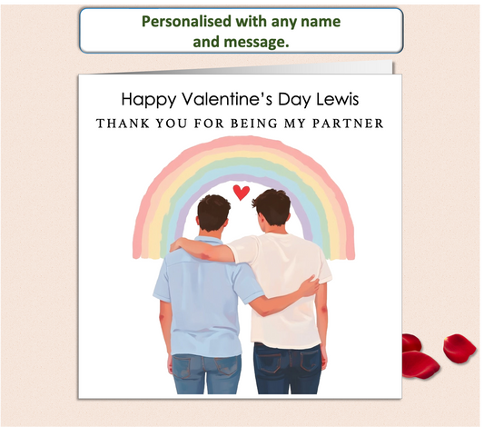 Personalised LGBTQ+ Male Thank you for Being My... Valentine Card