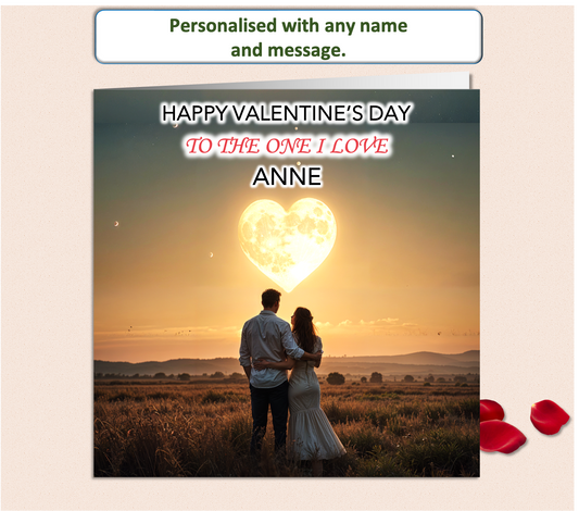 Personalised To The One I Love - Heart sun Valentine Card