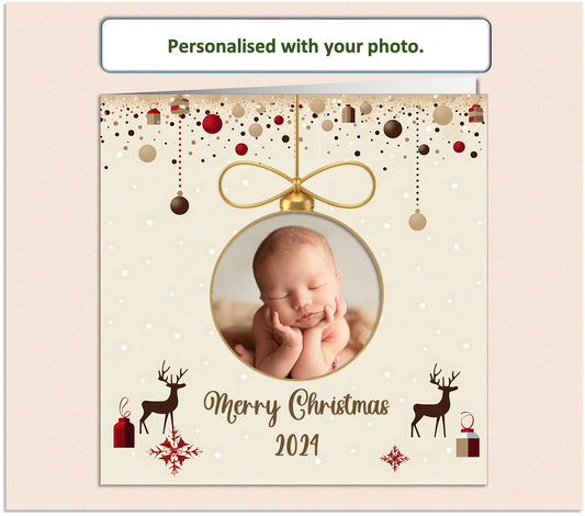 Personalised Christmas Xmas Family card with Baby photo - PHOTO1