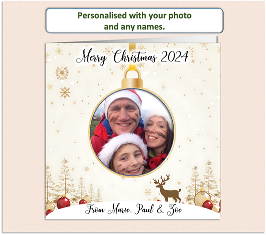 Personalised Christmas Xmas Family card with family photo