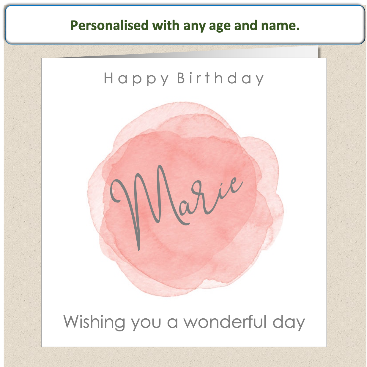 Personalised Female Birthday Card - Watercolour Wash - For Her