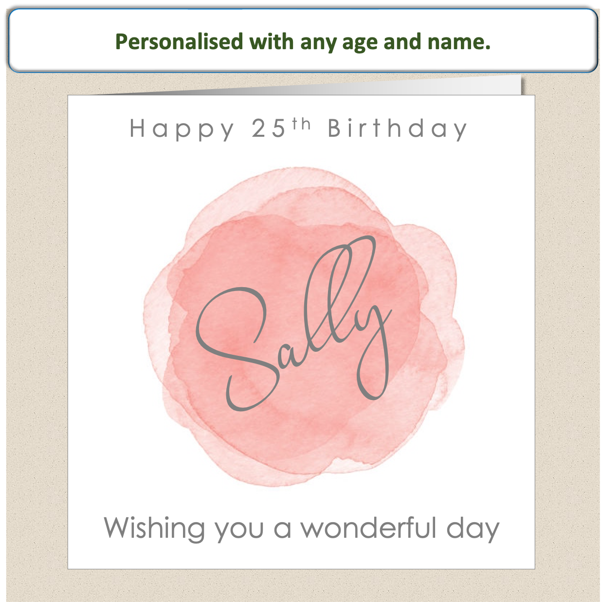 Personalised Female Birthday Card - Watercolour Wash - For Her