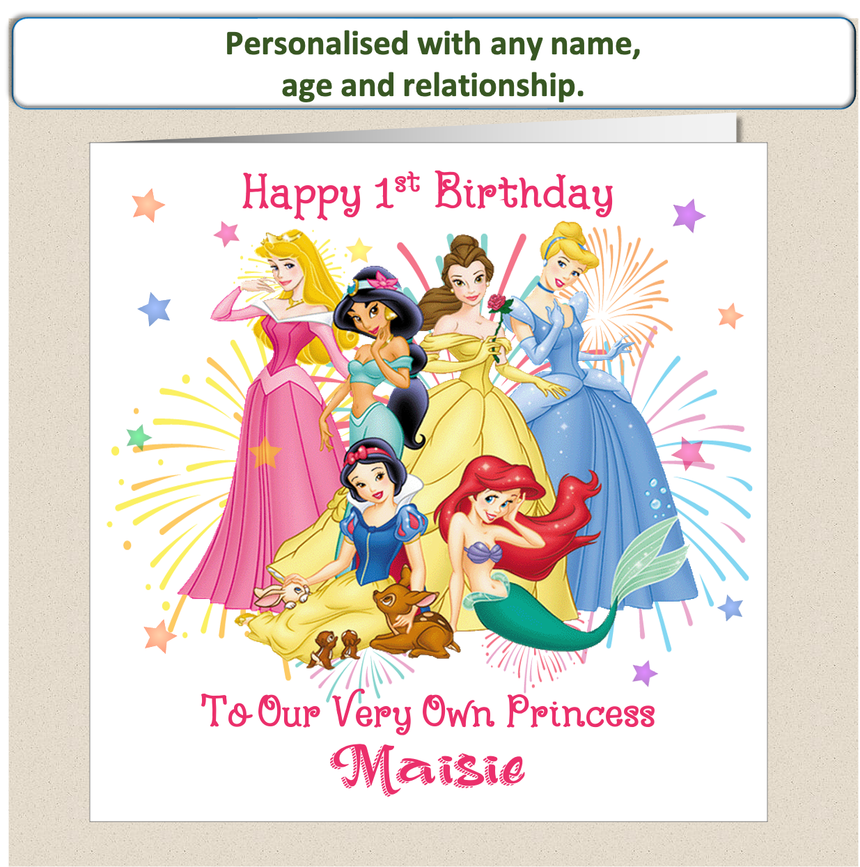 Personalised Princess Girls Birthday Card - Prin1