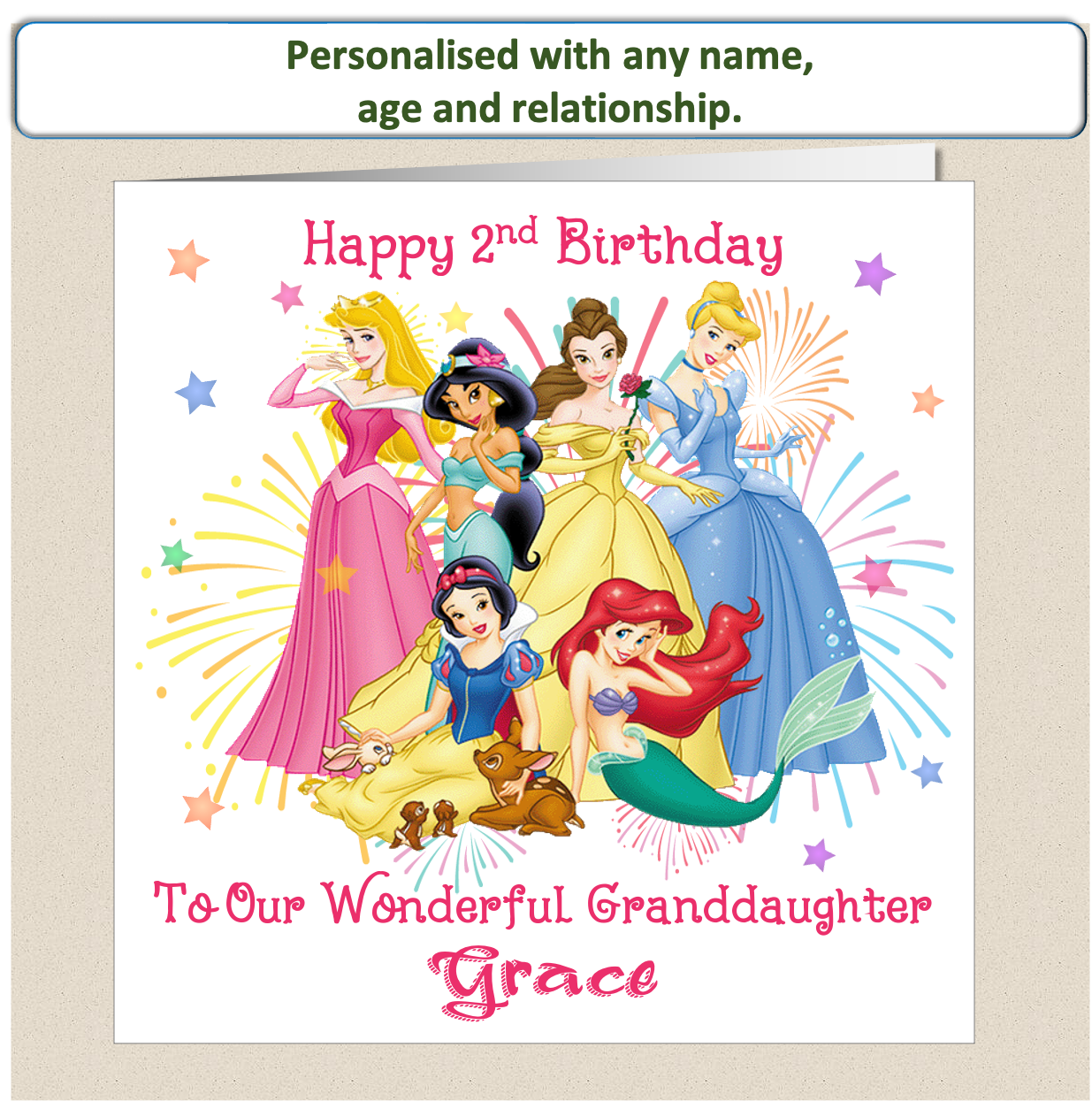 Personalised Princess Girls Birthday Card - Prin1