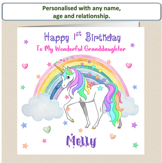 Personalised Unicorn Birthday Card - Uni 3