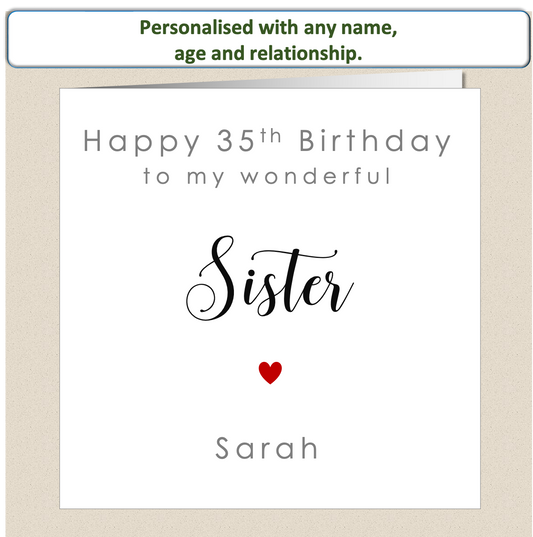 Personalised Female Birthday Card - Relationship - For Her