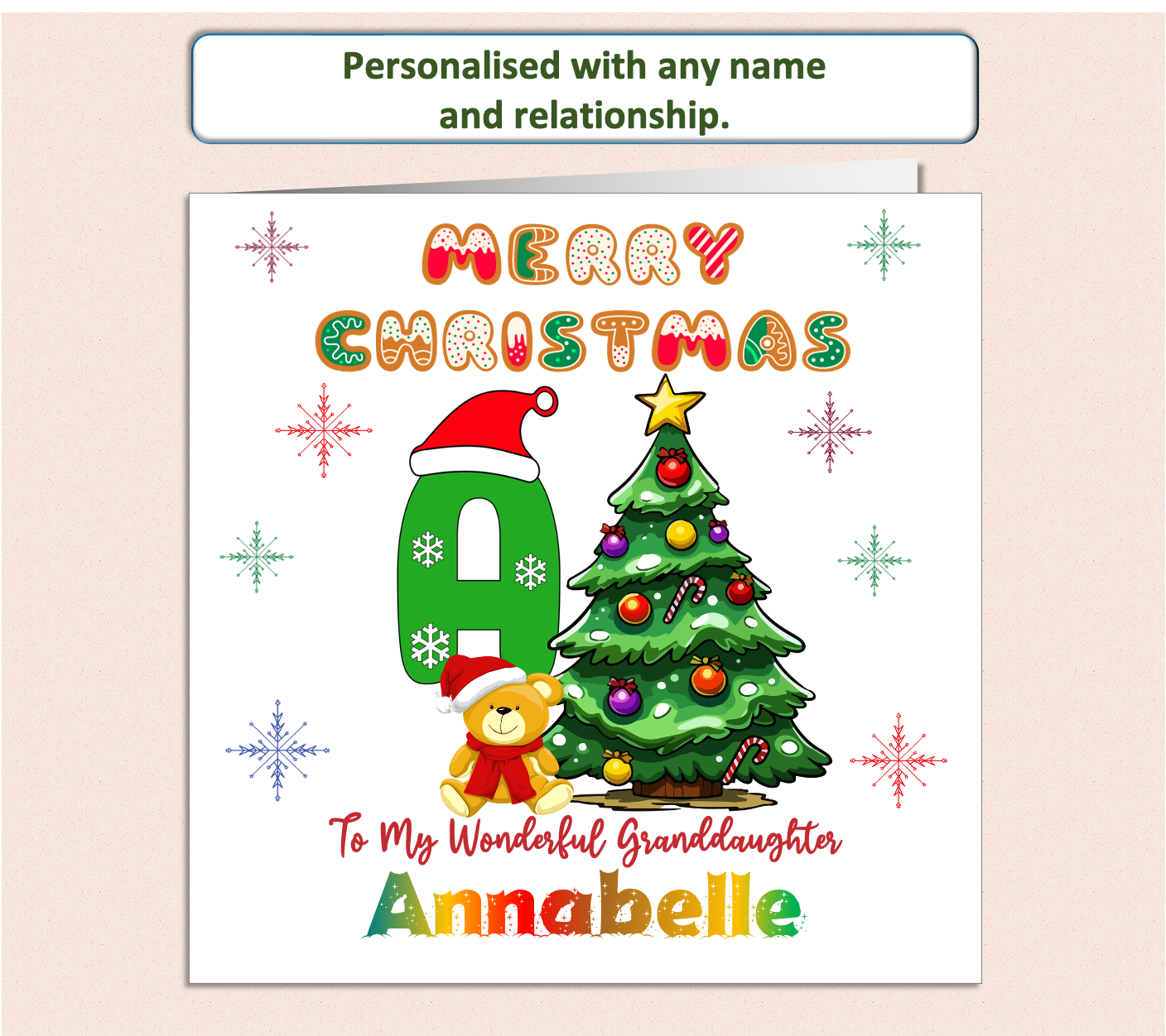 Personalised Christmas Card for Baby Young child - LETTER