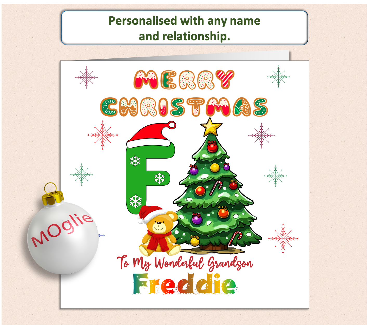 Personalised Christmas Card for Baby Young child - LETTER