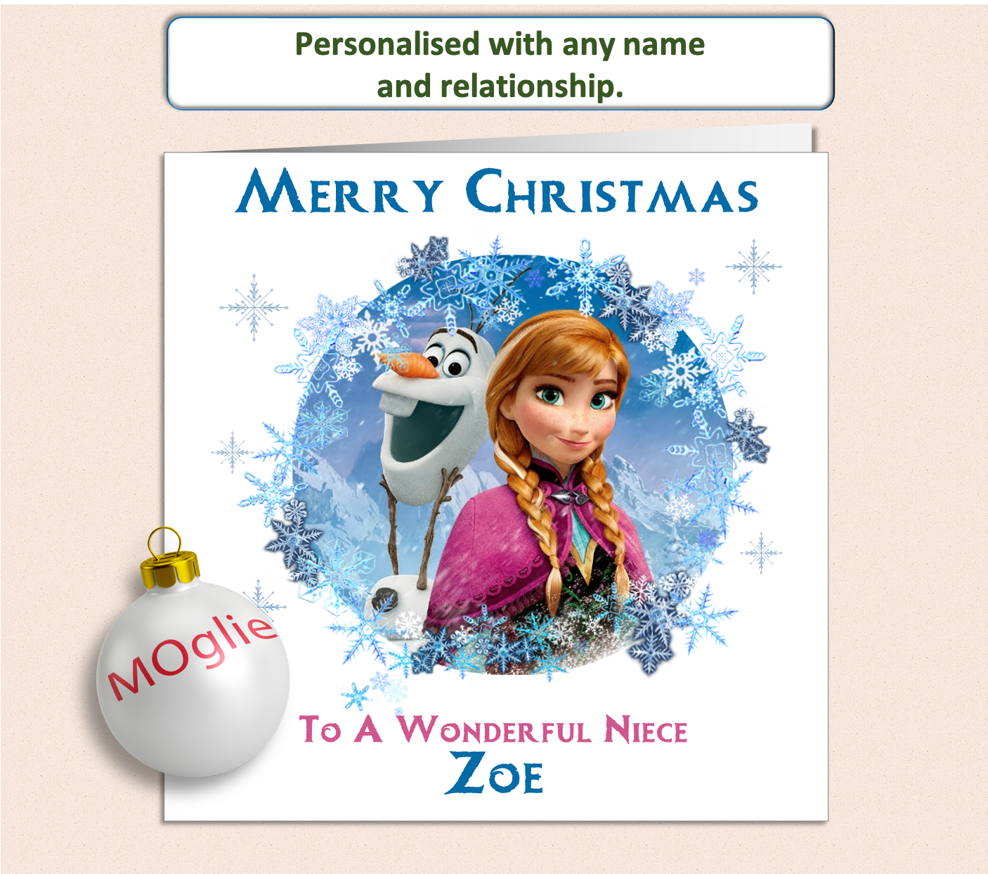Personalised Frozen Elsa Olaf Christmas Card - FRZ1
