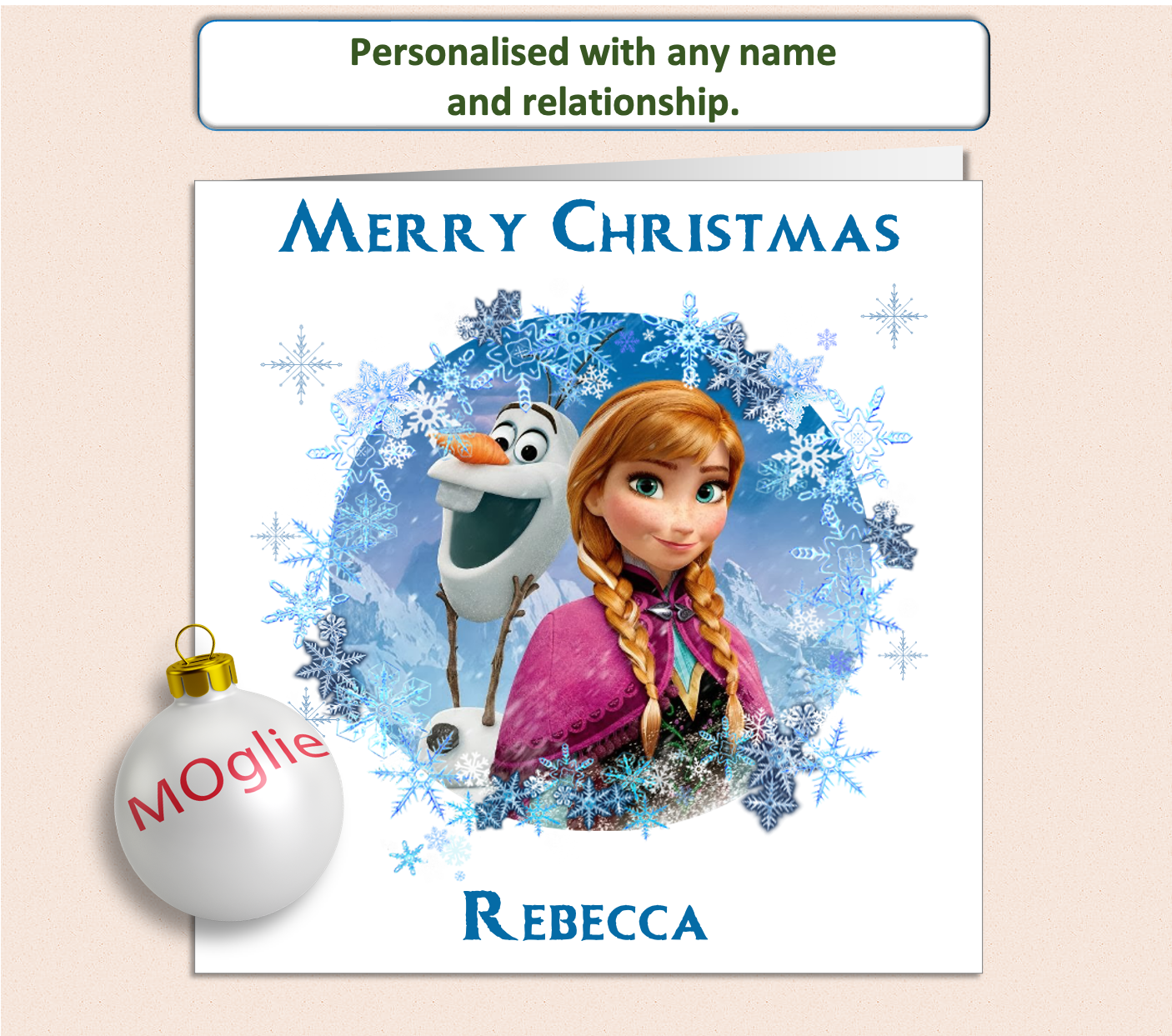 Personalised Frozen Elsa Olaf Christmas Card - FRZ1