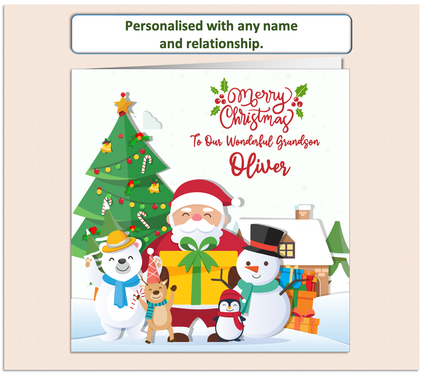 Personalised Santa Snowman Xmas Christmas Card - GEN1