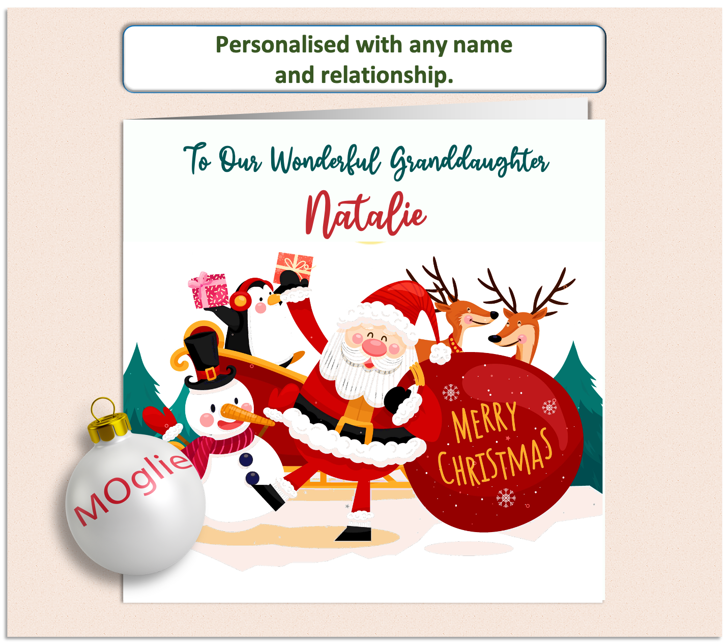 Personalised Santa Snowman Xmas Christmas Card - GEN2