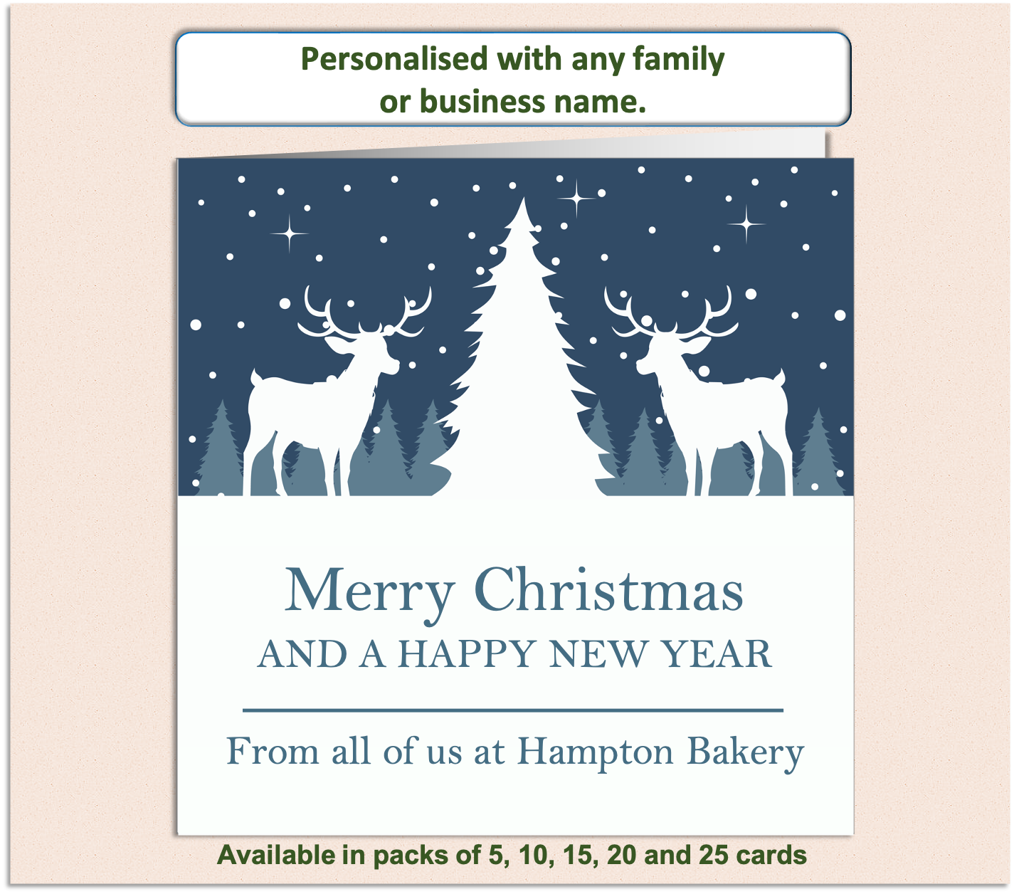 Personalised Christmas Xmas card with any family name, club, work or business - GEN7