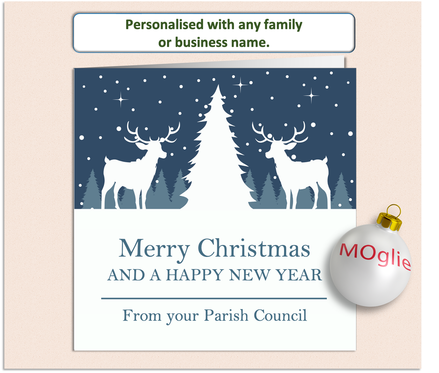 Personalised Christmas Xmas card with any family name, club, work or business - GEN7