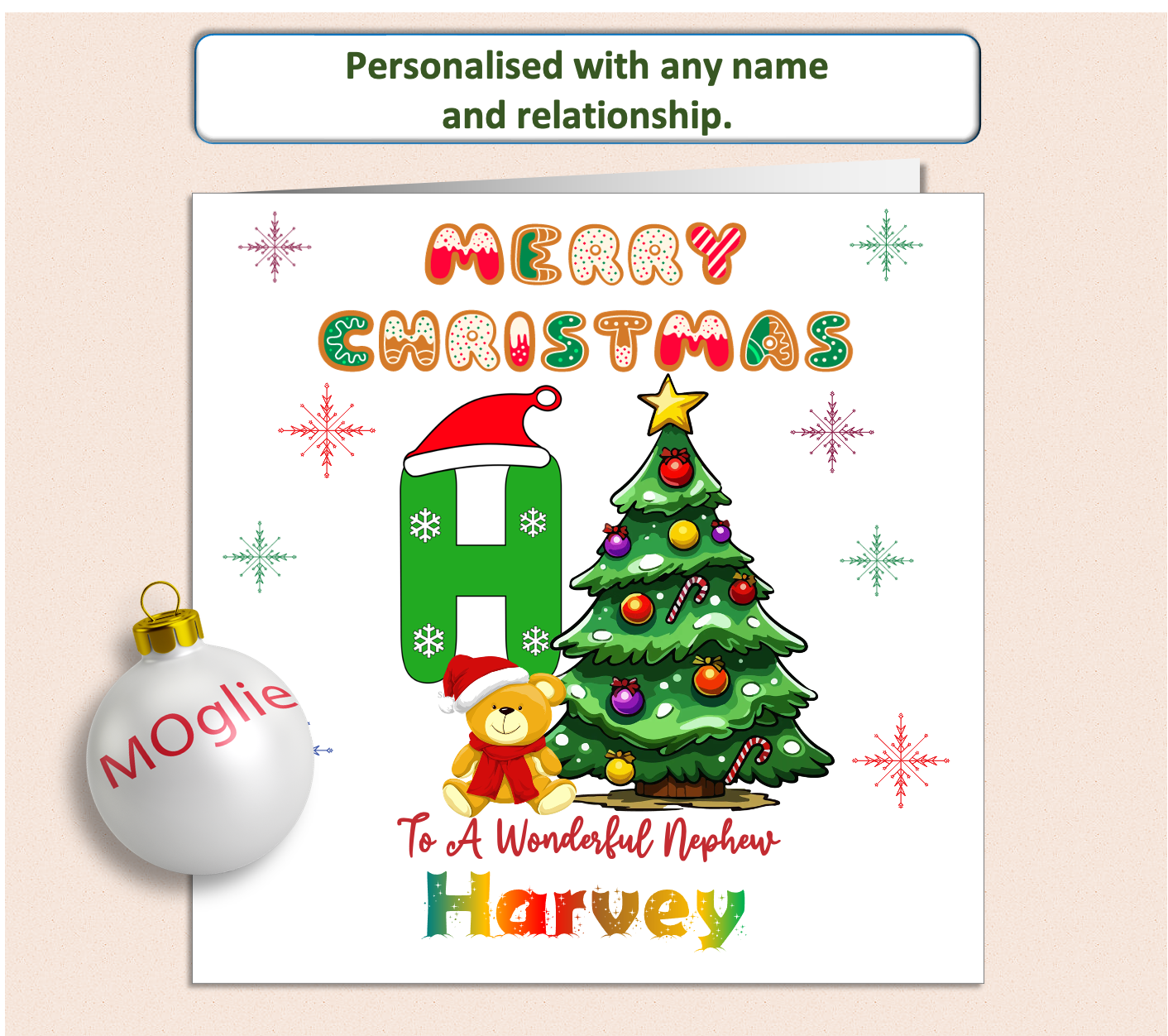 Personalised Christmas Card for Baby Young child - LETTER