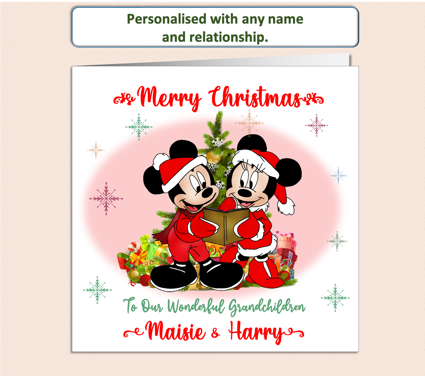 Personalised Mickey & Minnie Christmas Card Couple Both of You - MMRed