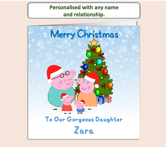 Personalised Peppa Pig Family Christmas Card (PP2)