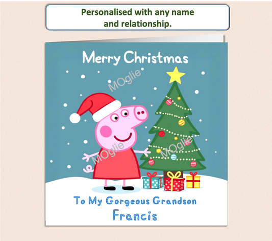 Personalised Pig Xmas Christmas Card