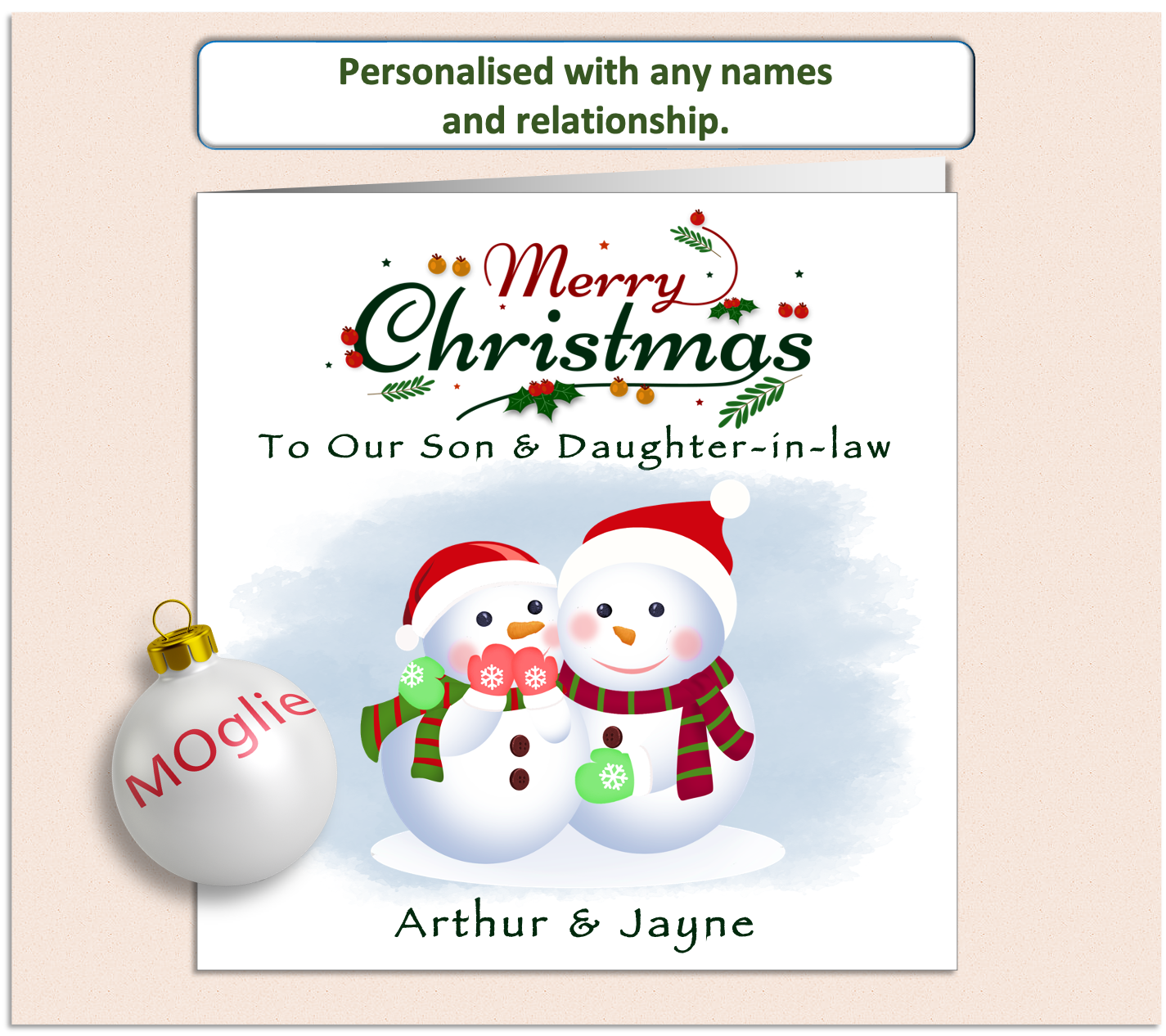 Personalised Christmas Card - Snowman Couple