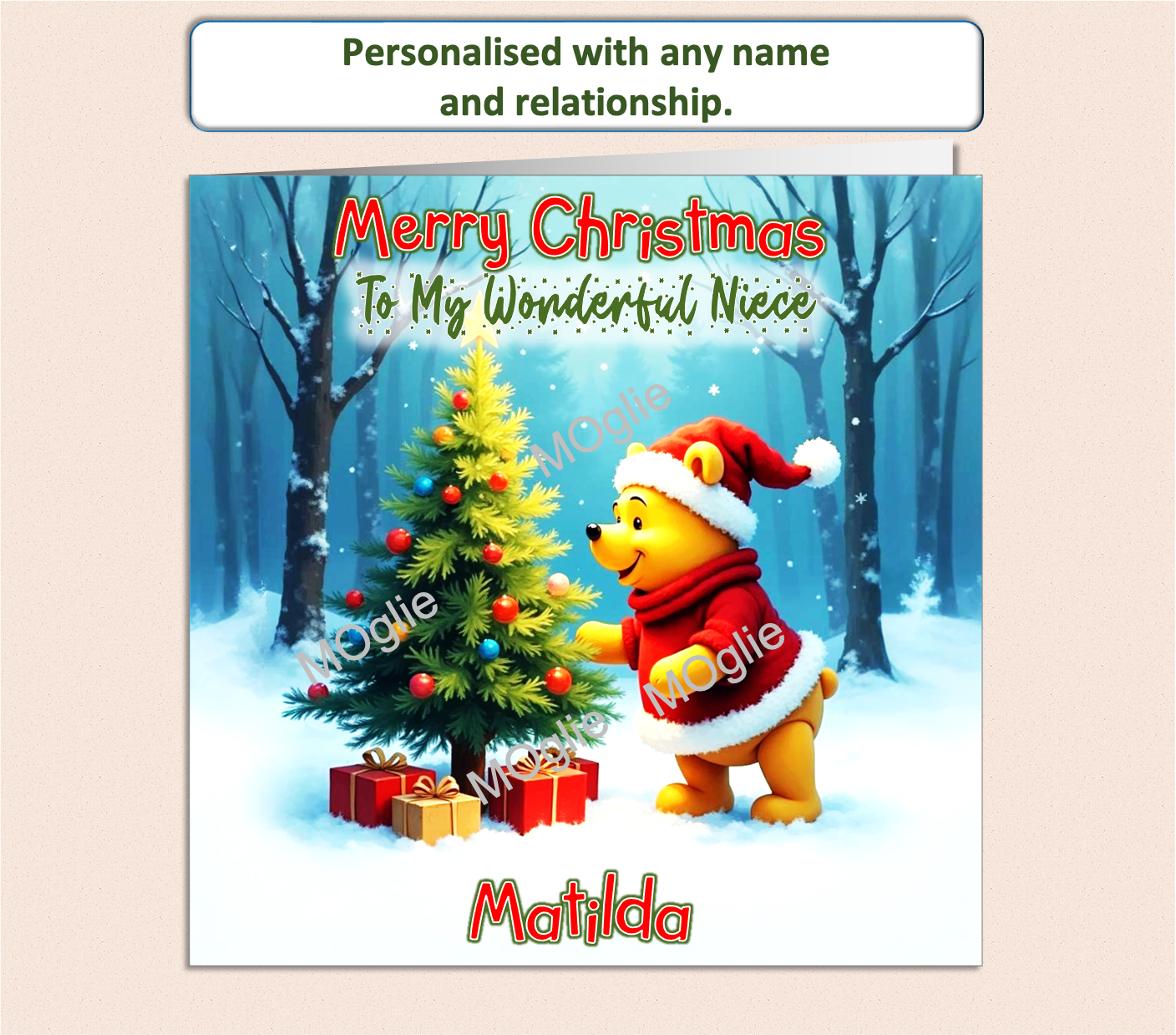 Personalised Winnie The Pooh Christmas Card - WTP1