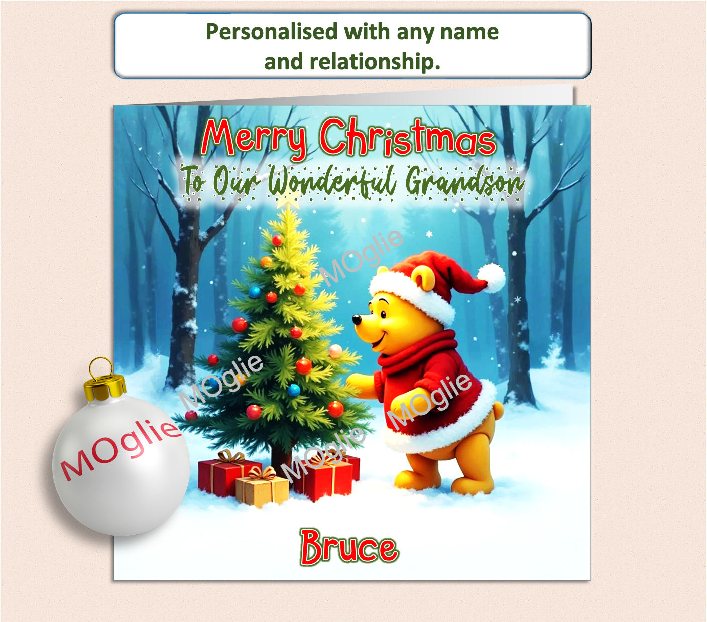 Personalised Winnie The Pooh Christmas Card - WTP1