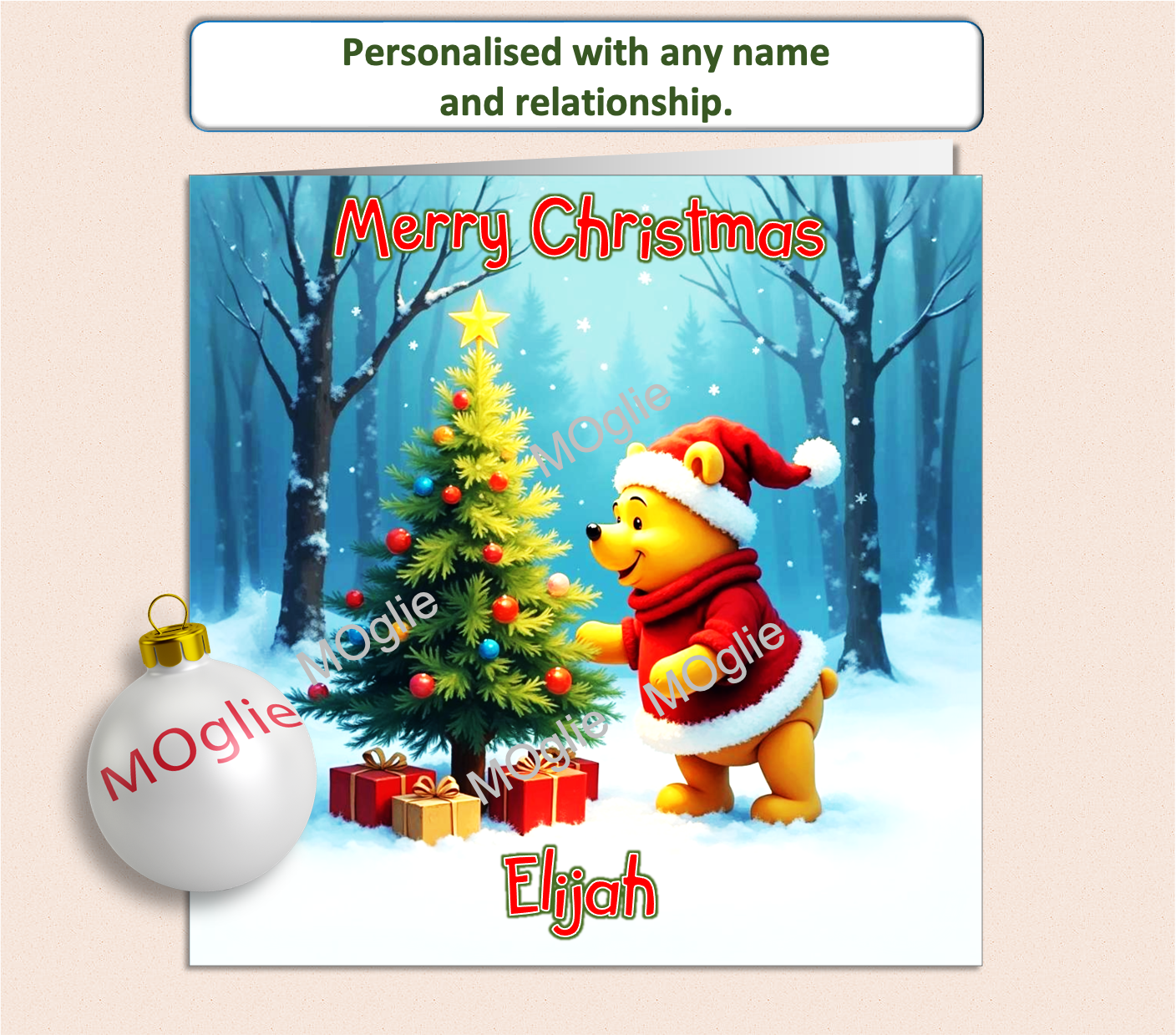 Personalised Winnie The Pooh Christmas Card - WTP1