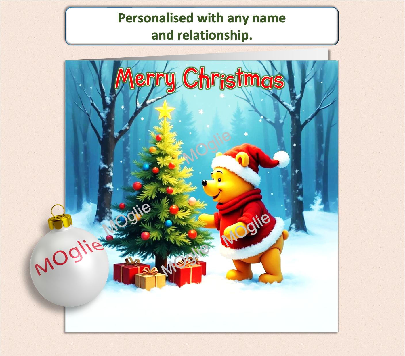 Personalised Winnie The Pooh Christmas Card - WTP1