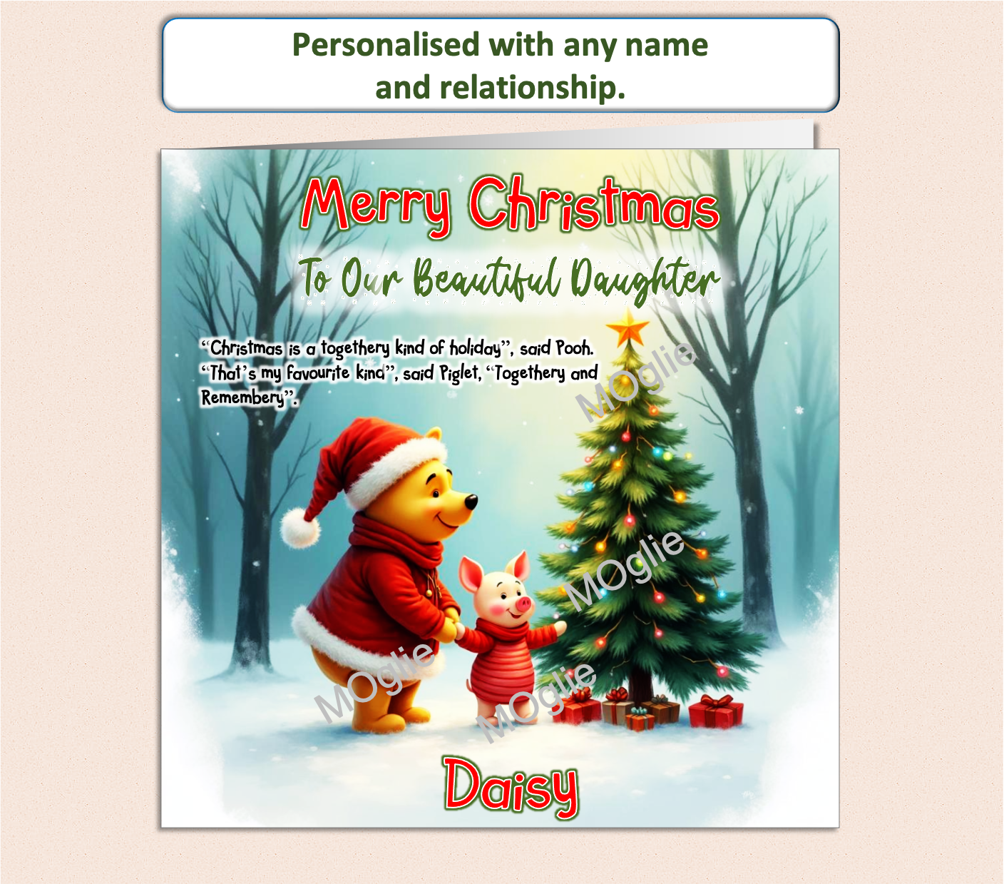 Personalised Winnie The Pooh Christmas Card - WTP2