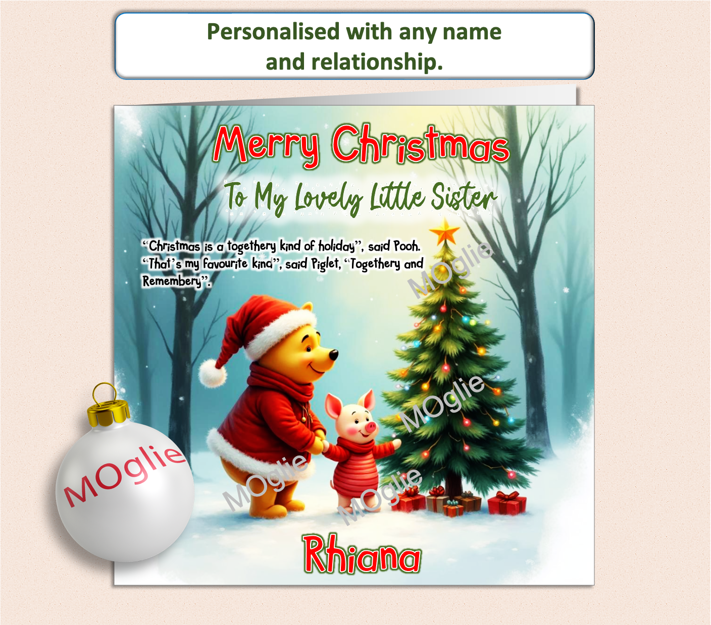 Personalised Winnie The Pooh Christmas Card - WTP2