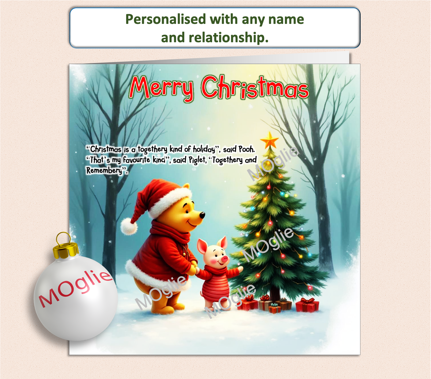 Personalised Winnie The Pooh Christmas Card - WTP2