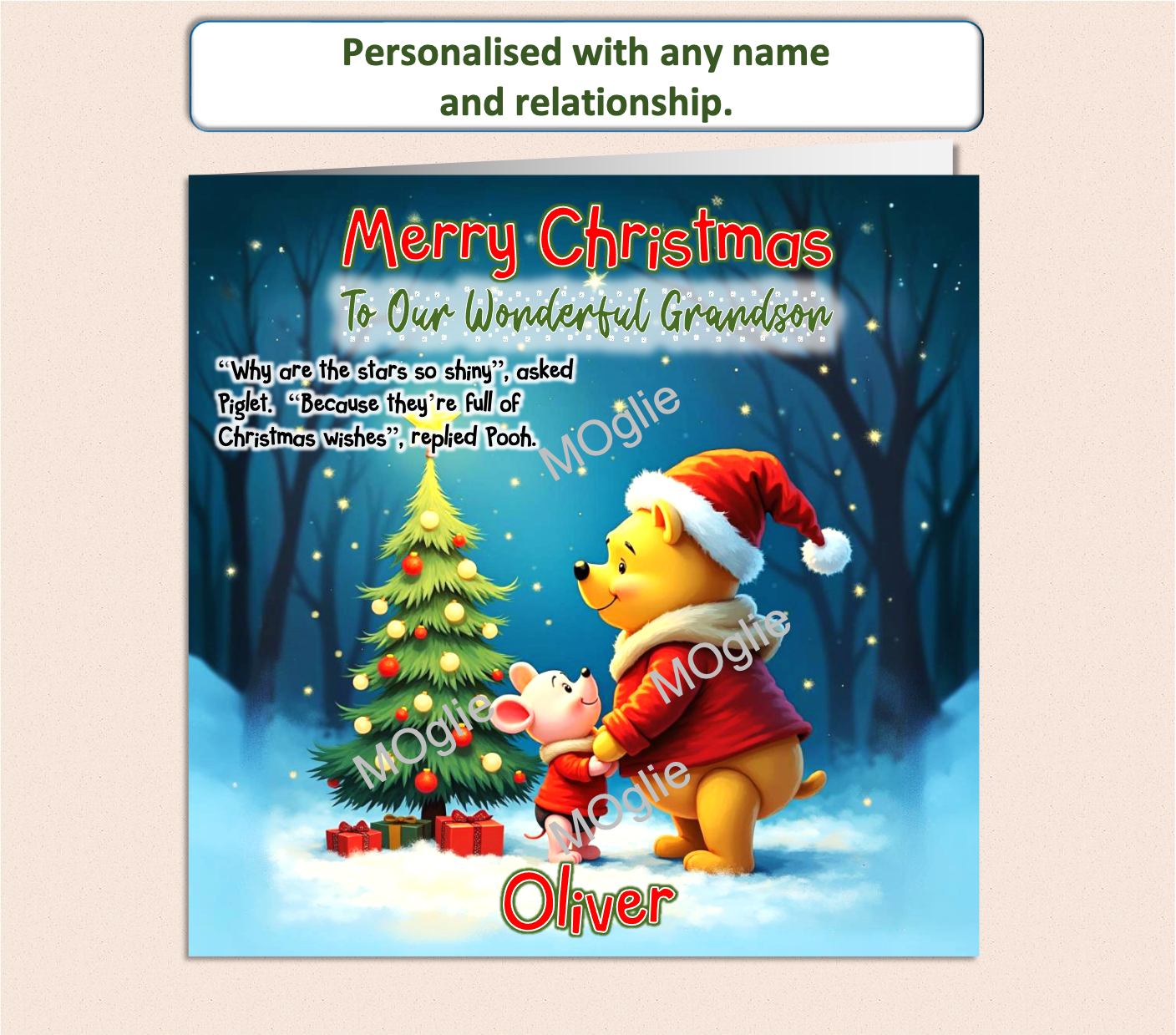 Personalised Winnie The Pooh and Piglet Christmas Card - WTP3