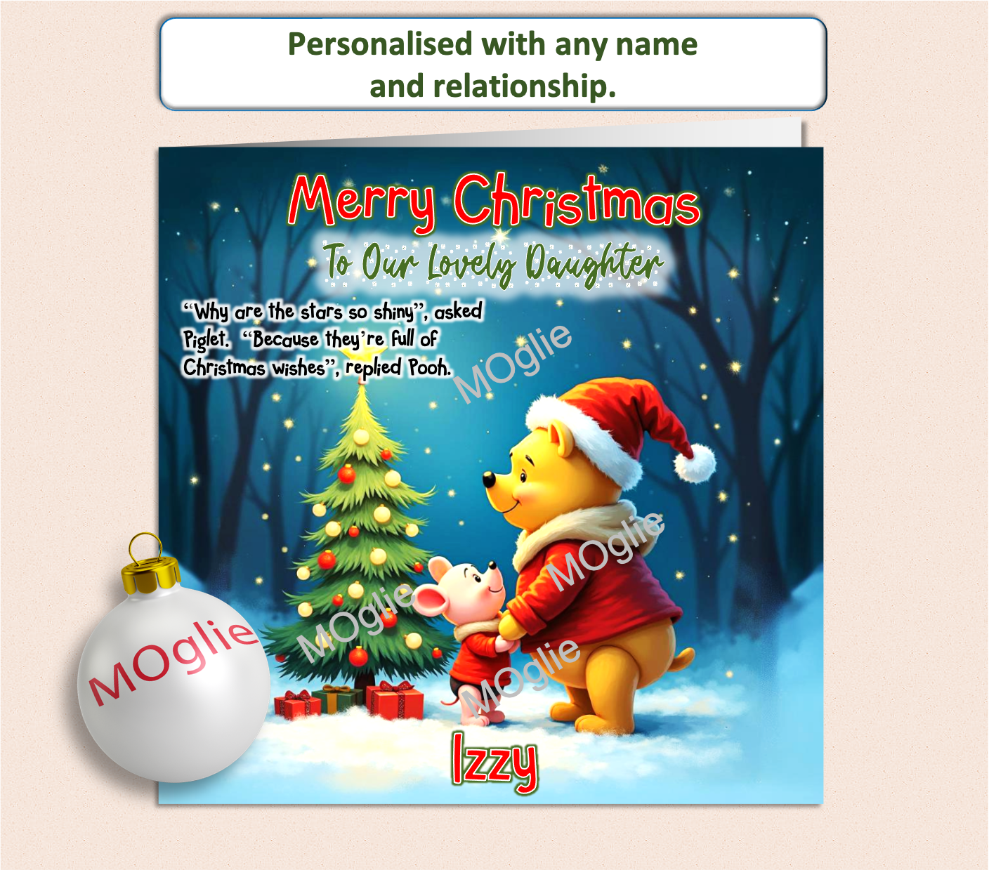 Personalised Winnie The Pooh and Piglet Christmas Card - WTP3