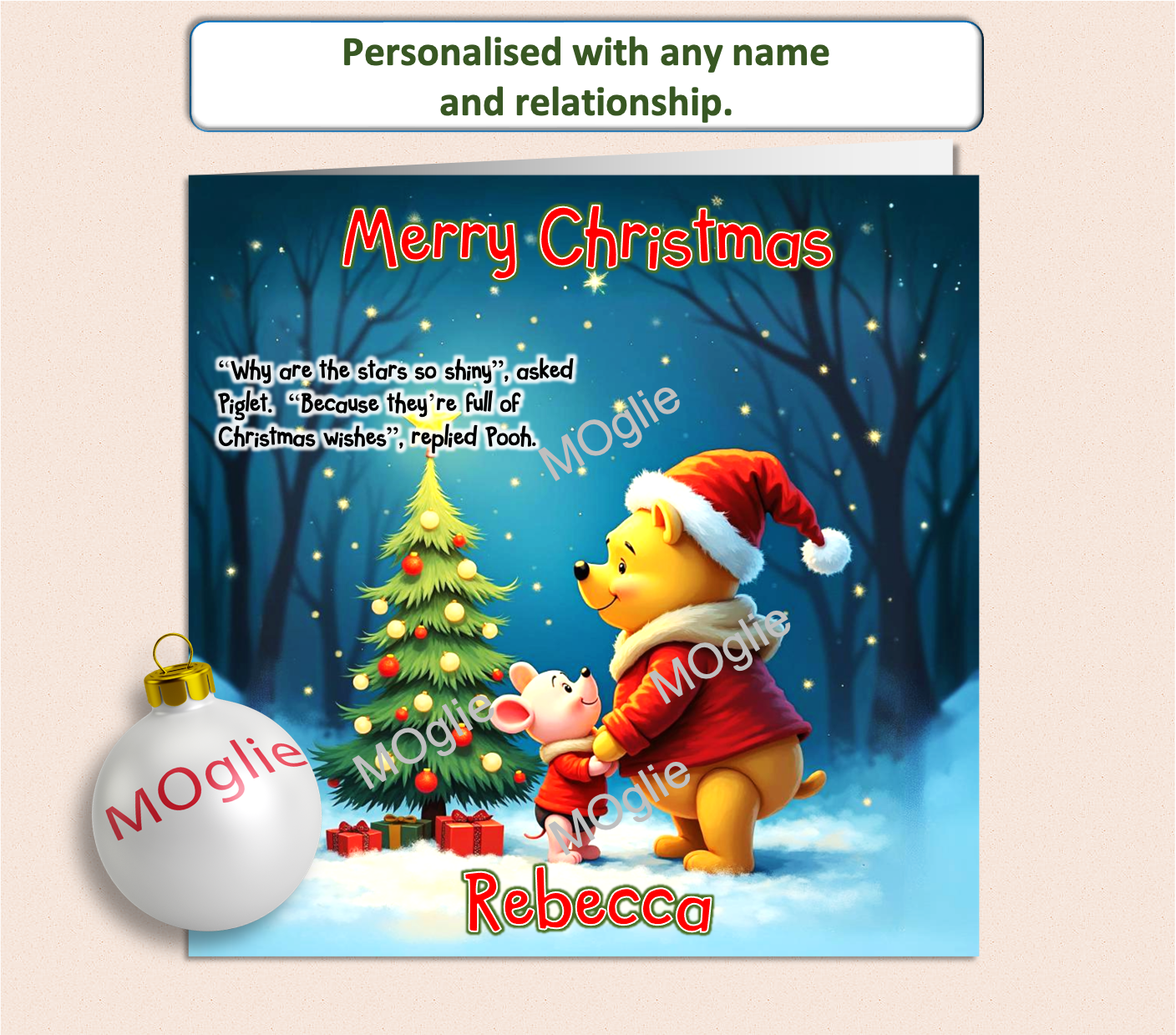 Personalised Winnie The Pooh and Piglet Christmas Card - WTP3