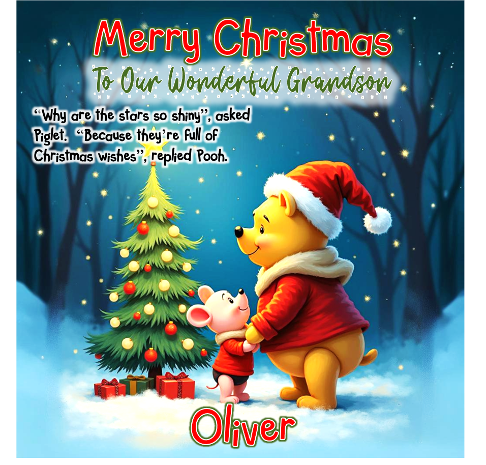 Personalised Winnie The Pooh and Piglet Christmas Card - WTP3