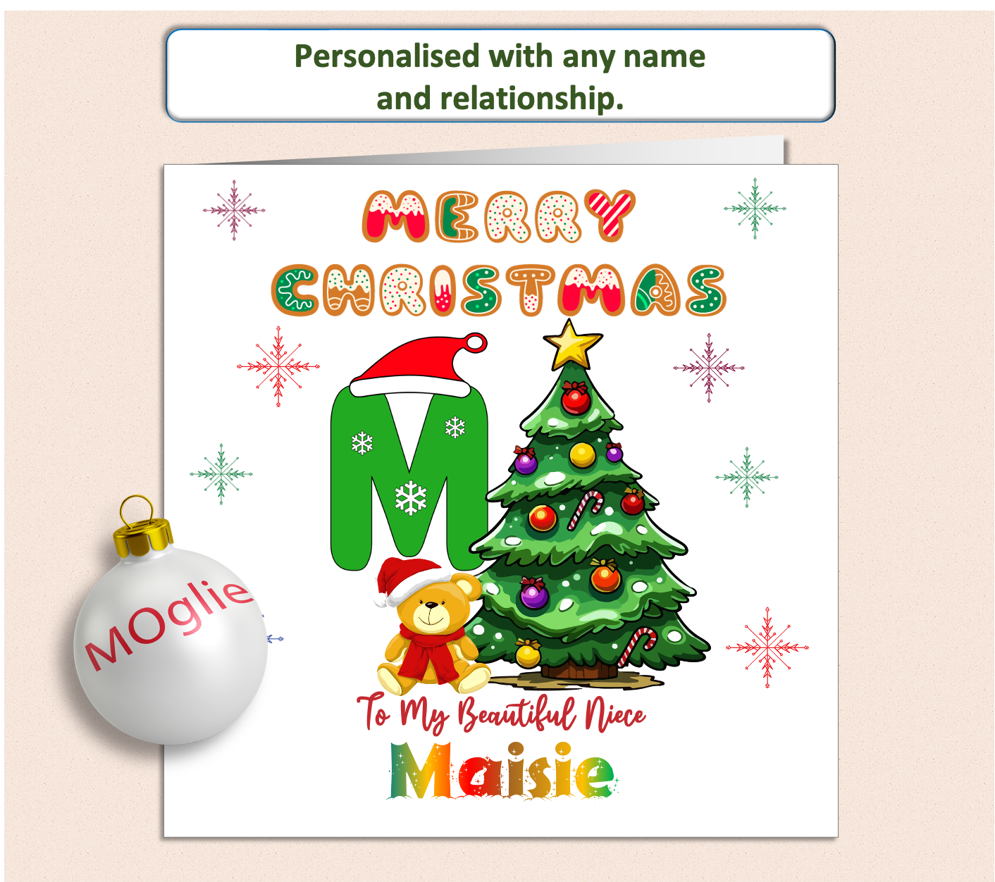 Personalised Christmas Card for Baby Young child - LETTER