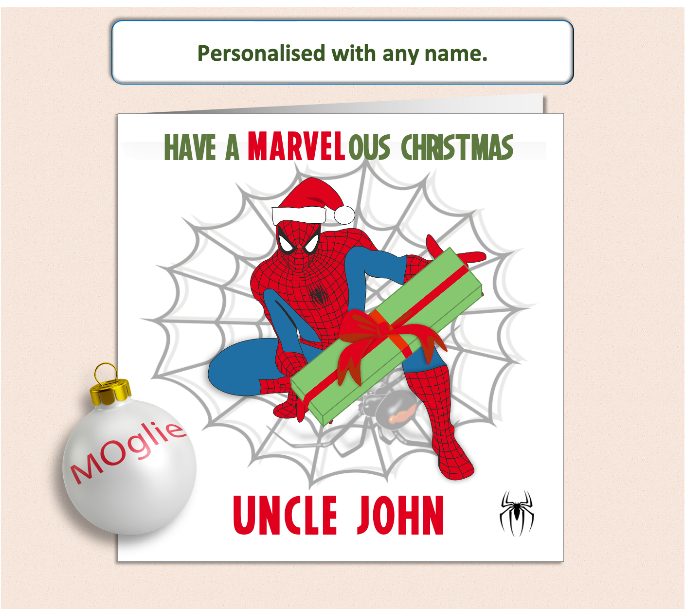 Personalised Marvel Spiderman Christmas Xmas Card