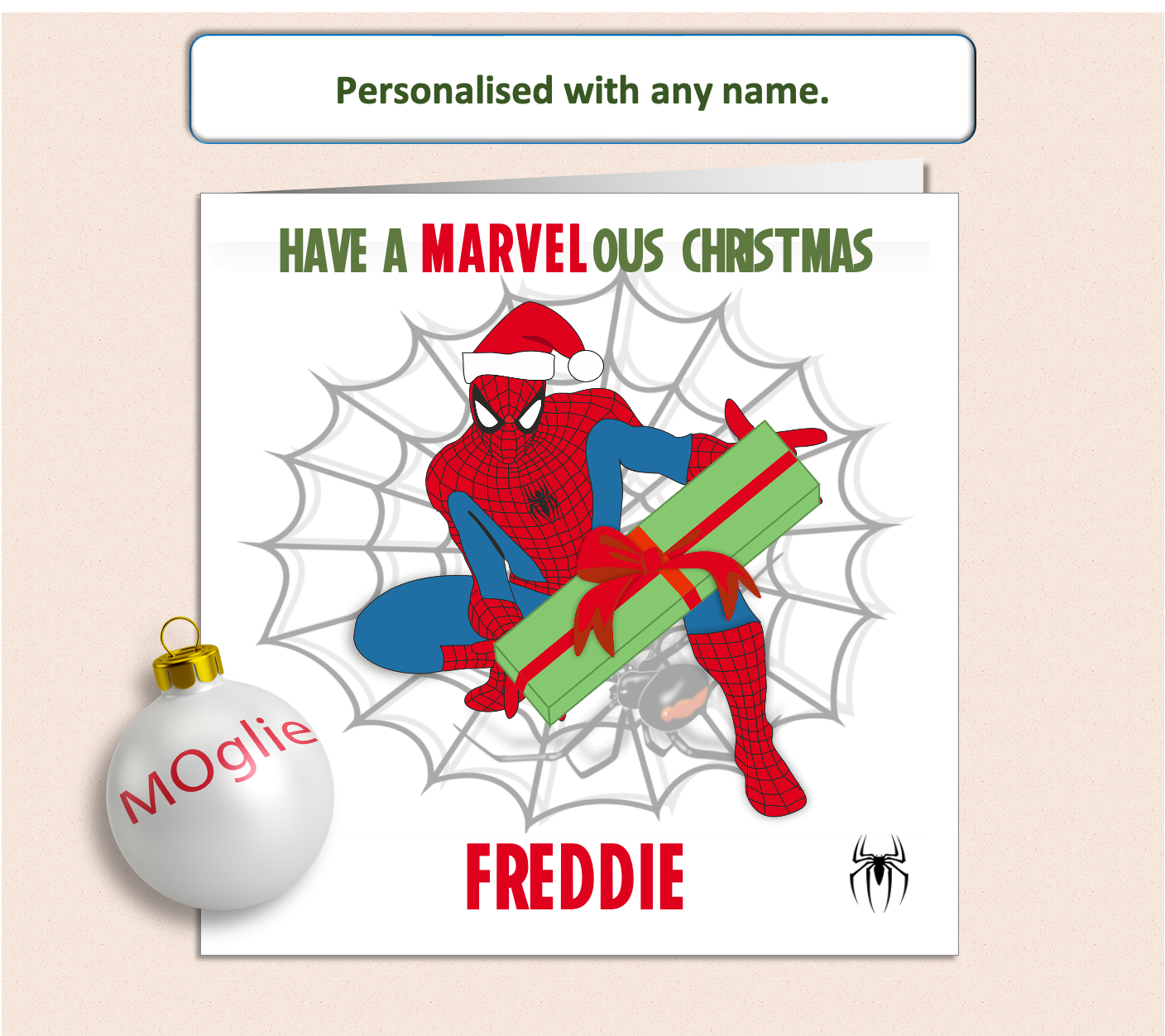 Personalised Marvel Spiderman Christmas Xmas Card